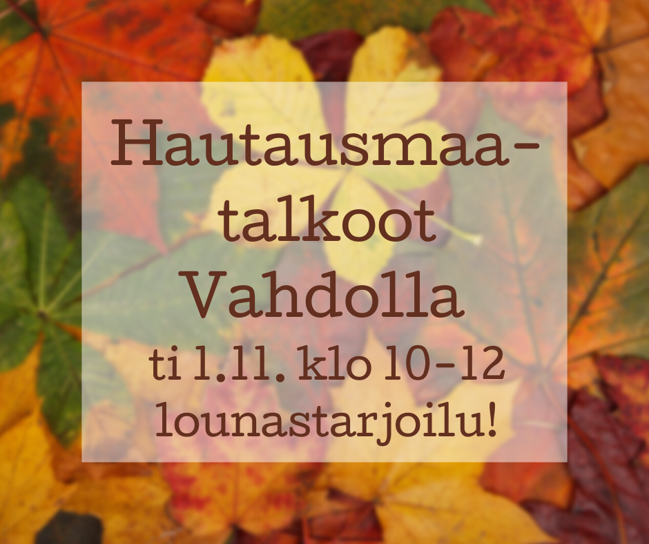Ruskan värittämiä lehtiä ja tekstimainos
