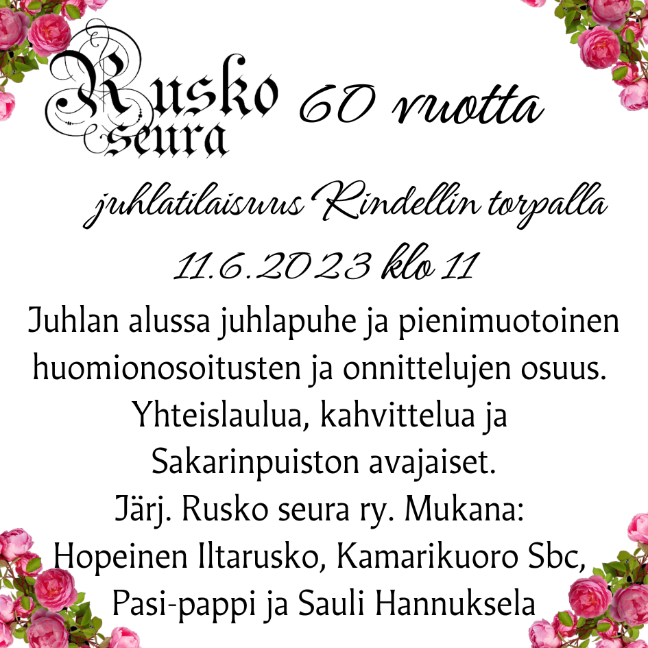 tekstimainos Rusko seuran 60 v. juhlatilaisuudesta