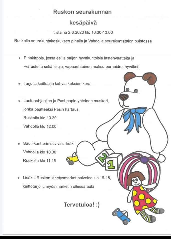 Ruskon seurakunnan kesäpäivä kesäpäivän tekstimainos