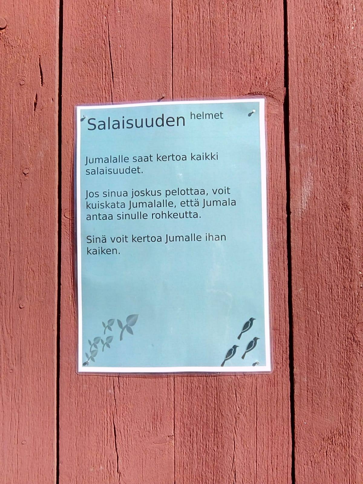 Teksi hiljaisuuden polun tehtävästä